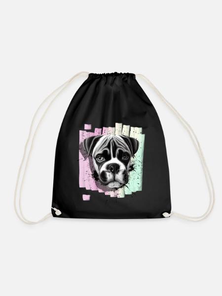 Boxer Hund - Turnbeutel - Schwarz