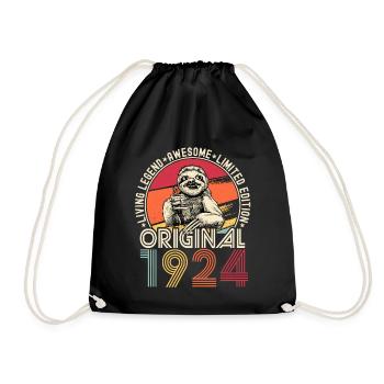 1924 Birthday vintage vintage sloth gift - Drawstring Bag - black - Front