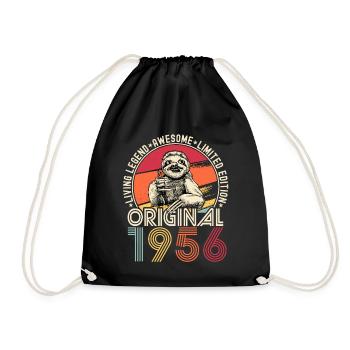 1956 Birthday vintage vintage sloth gift - Drawstring Bag - black - Front