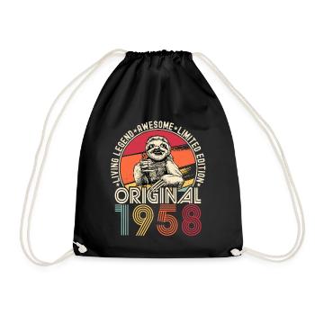 1958 Birthday vintage vintage sloth gift - Drawstring Bag - black - Front