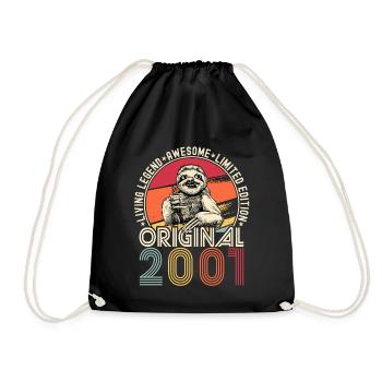 2001 Birthday vintage vintage sloth gift - Drawstring Bag - black - Front