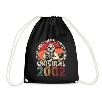 2002 Birthday vintage vintage sloth gift - Drawstring Bag - black - Front
