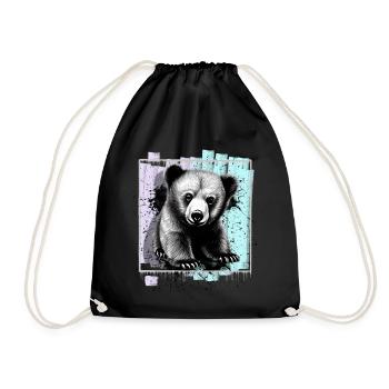 Bear - Drawstring Bag - black - Front