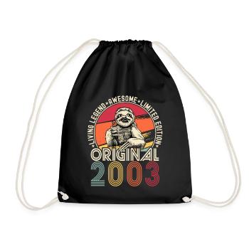 2003 Birthday vintage vintage sloth gift - Drawstring Bag - black - Front
