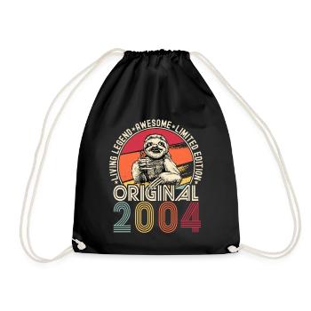 2004 Birthday vintage vintage sloth gift - Drawstring Bag - black - Front