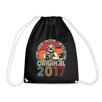 2017 Birthday vintage vintage sloth gift - Drawstring Bag - black - Front