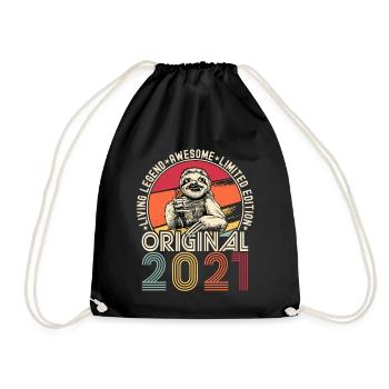 2021 Anniversaire vintage vintage cadeau paresseux - Sac de sport léger - noir - Devant
