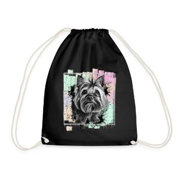 Yorkshire Terrier Yorkie - Drawstring Bag - black - Front