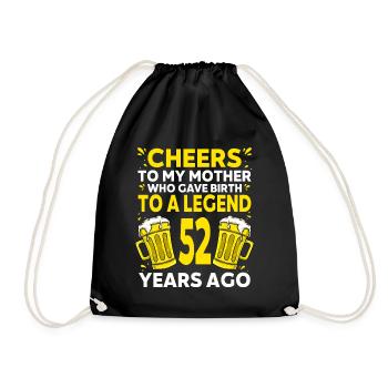 Men Beer Birthday Funny 52 Year Old Beer Lover - Drawstring Bag - black - Front