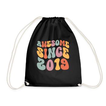 2019 Jahrgang Geburtstag Groovy Vintage Retro - Turnbeutel - Schwarz - Vorne