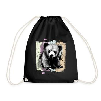 Bear - Drawstring Bag - black - Front