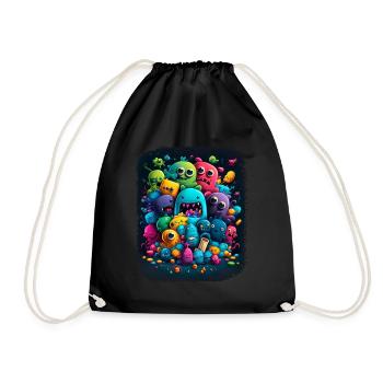 Streetstyle Monster Graffiti Kunst Streetart - Turnbeutel - Schwarz - Vorne