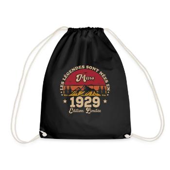Mars 1929 Anniversaire Idée Cadeau Vintage 1929 - Sac de sport léger - noir - Devant