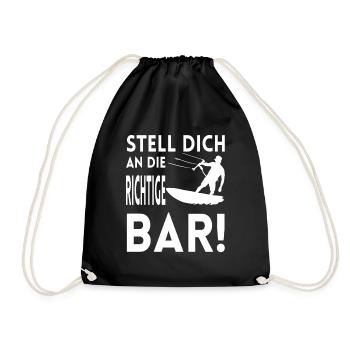 Stell dich an die richtige Bar Kitesurfen Kiten - Turnbeutel - Schwarz - Vorne