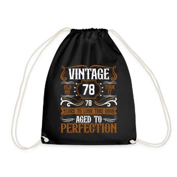 78th Birthday Vintage Retro - Drawstring Bag - black - Front