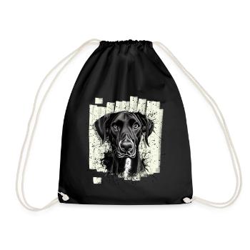 Schwarze Deutsche Dogge Hund - Turnbeutel - Schwarz - Vorne
