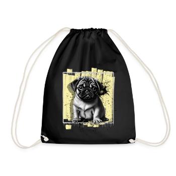 Chien carlin - Sac de sport léger - noir - Devant