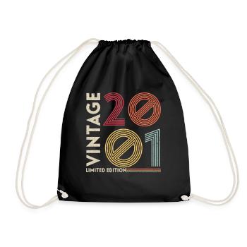 20th Birthday Vintage 2001 Legendary Since 2001 - Drawstring Bag - black - Front