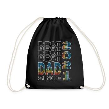 Best dad in the world since 2021 Father's Day Birthday - Drawstring Bag - black - Front