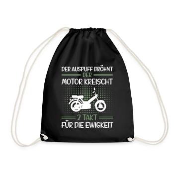 Moped Mokick Lustig Auspuff Dröhnt Motor Kreischt - Turnbeutel - Schwarz - Vorne