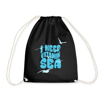 J’ai besoin de vitamine Mer - Vacances Été Mouettes Mer - Sac de sport léger - noir - Devant