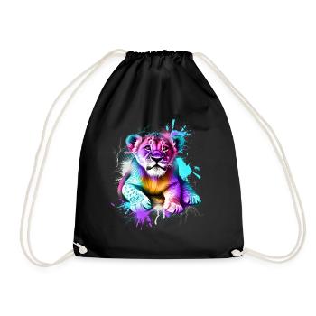 Lion Colorful - Drawstring Bag - black - Front