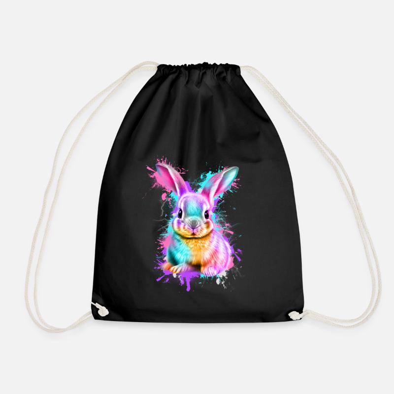 Hase Kaninchen Bunt - Turnbeutel - Schwarz