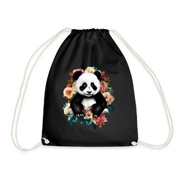 Fleurs de panda - Sac de sport léger - noir - Devant