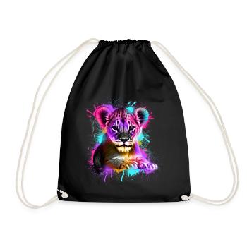 Petit Lion coloré - Sac de sport léger - noir - Devant