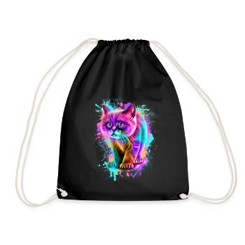 Cat Colorful - Drawstring Bag - black - Front