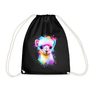 Alpaca Colorful - Drawstring Bag - black - Front