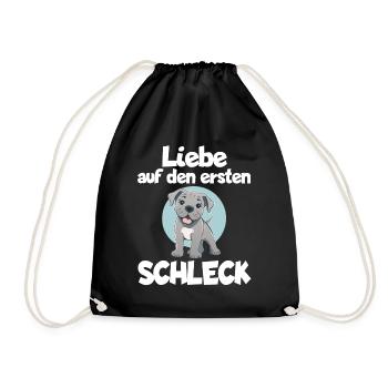 Hundeliebe Es war Liebe auf den ersten Schleck - Turnbeutel - Schwarz - Vorne