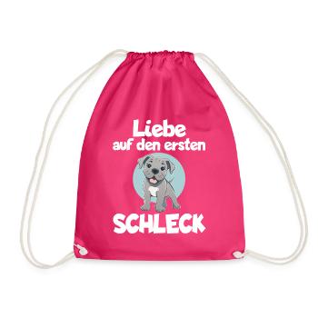 Hundeliebe Es war Liebe auf den ersten Schleck - Turnbeutel - Fuchsia - Vorne