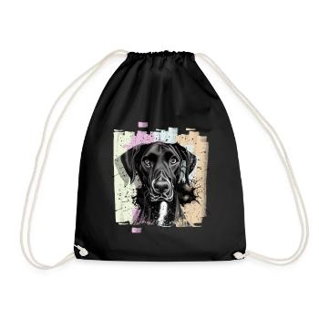 Schwarze Deutsche Dogge Hund - Turnbeutel - Schwarz - Vorne