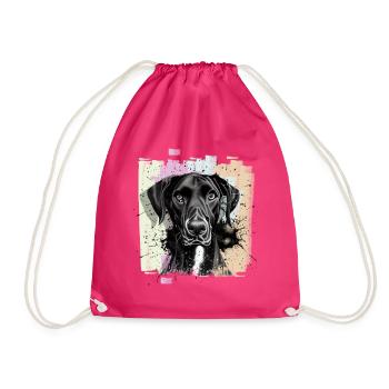 Schwarze Deutsche Dogge Hund - Turnbeutel - Fuchsia - Vorne