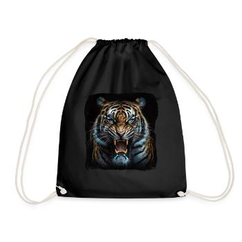 Fauchender Tiger Großkatze - Turnbeutel - Schwarz - Vorne