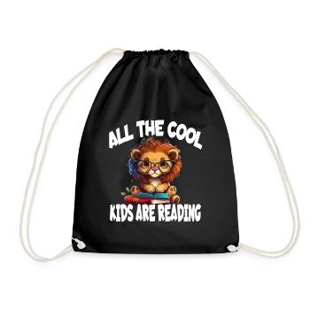 All The Cool Kids Are Reading Löwe - Turnbeutel - Schwarz - Vorne