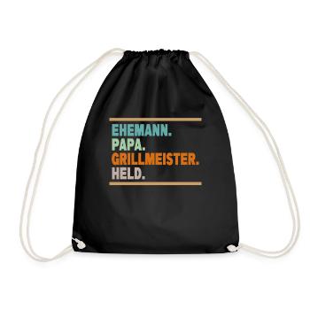 Ehemann Papa Grillmeister Held - Turnbeutel - Schwarz - Vorne