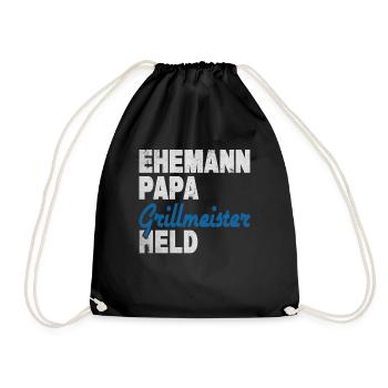 Ehemann Papa Grillmeister Held - Turnbeutel - Schwarz - Vorne