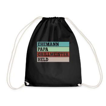 Ehemann Papa Grillmeister Held - Turnbeutel - Schwarz - Vorne