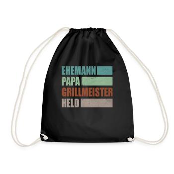 Ehemann Papa Grillmeister Held Vatertag - Turnbeutel - Schwarz - Vorne