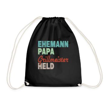 Ehemann Papa Grillmeister Held - Turnbeutel - Schwarz - Vorne