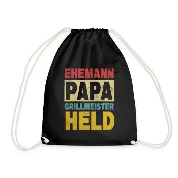 Ehemann Papa Grillmeister Held - Turnbeutel - Schwarz - Vorne