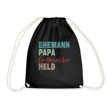 Ehemann Papa Grillmeister Held Vatertag - Turnbeutel - Schwarz - Vorne