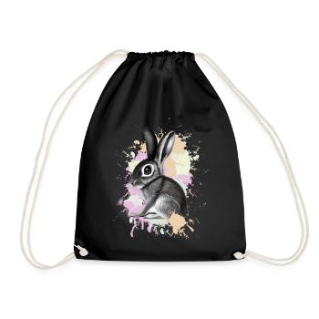 Rabbit Rabbit - Drawstring Bag - black - Front