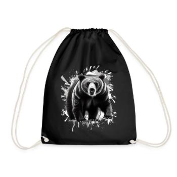 Bear - Drawstring Bag - black - Front