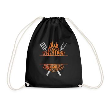 Grillmeister - eigener Name - Vatertag Geschenk - Turnbeutel - Schwarz - Vorne
