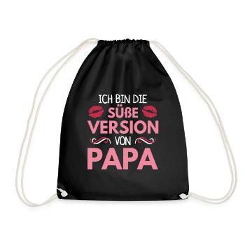 Vater & Tochter Süße Version Papa Kuss Lippen - Turnbeutel - Schwarz - Vorne