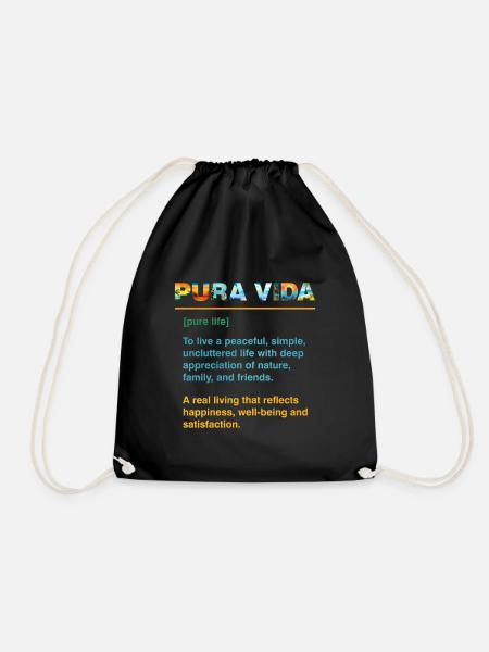 Pura Vida Definition Lebensweisheit Zentralamerika - Turnbeutel - Schwarz