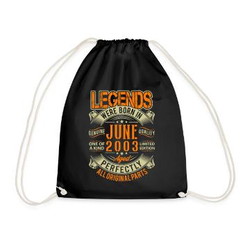 2003 Juni Geburtstag Legende - Turnbeutel - Schwarz - Vorne